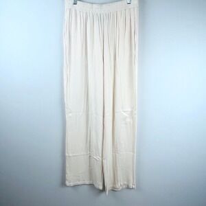 NoraCora Cream Cotton Wide Leg Pants Medium